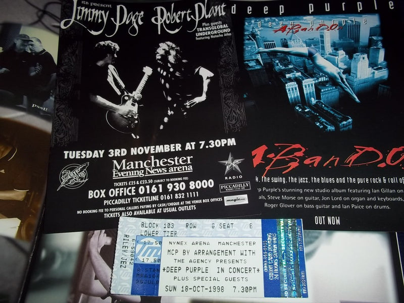 1998 OCT 18 DEEP PURPLE TOUR BOOK - WITH TICKET STUB - UK - II 7641