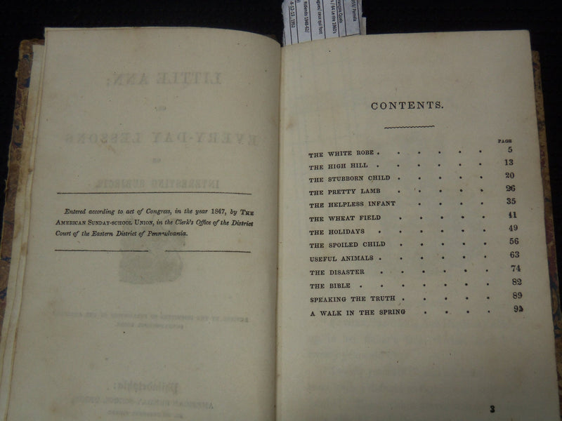 1847 LITTLE ANN OR EVERY-DAY LESSONS ON INTERESTING SUBJECTS BOOK - K 2196