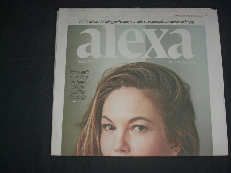2018 OCTOBER 24 NEW YORK POST ALEXA SECTION - DIANE LANE COVER - NP 3999