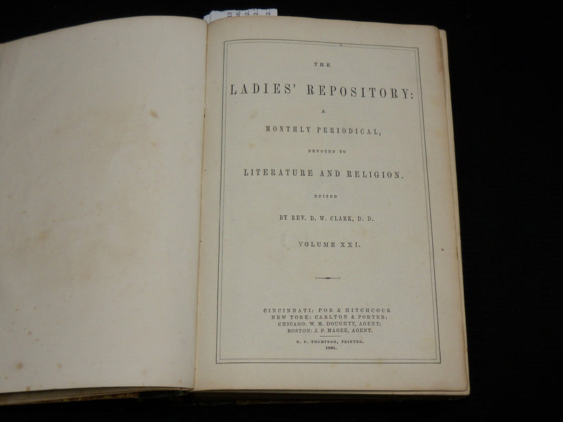 1861 JANUARY-DECEMBER THE LADIES' REPOSITORY BOUND VOLUME NO. 21 - KD 7514