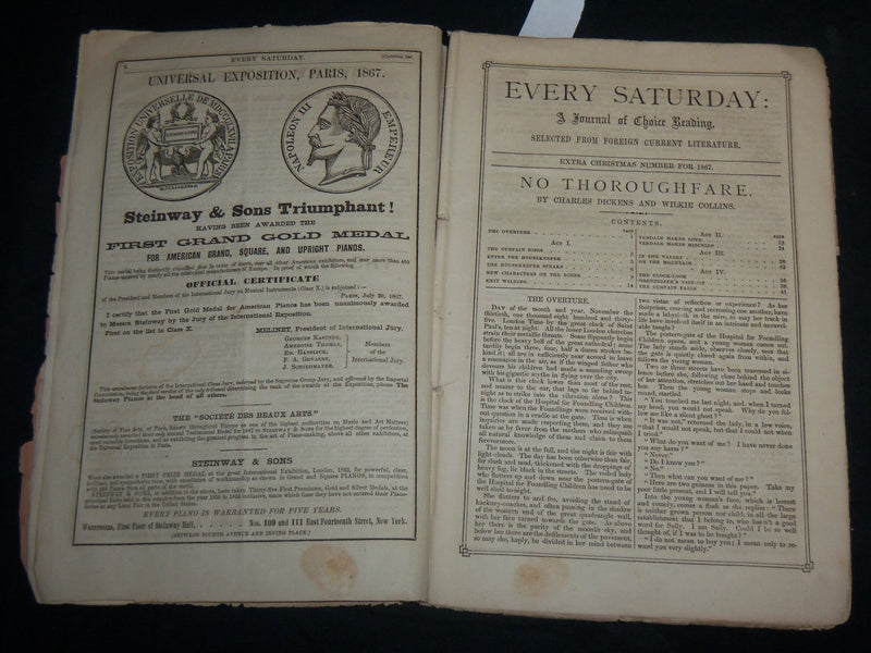 1867 CHRISTMAS NO THOROUGHFARE MAGAZINE - CHARLES DICKENS - COLLINS - J 6773