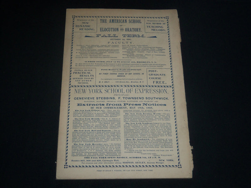 1895 JULY WERNER'S MAGAZINE VOLUME 17 NO. 7 - PHYSICAL EXPRESSISM - J 4181