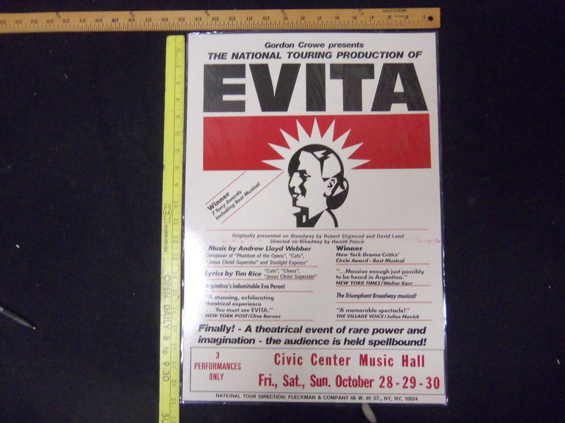 EVITA THEATRE POSTER - CIVIC CENTER MUSIC HALL - NATIONAL TOURING - P 264