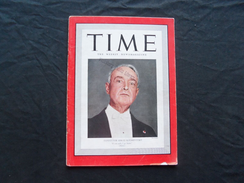 1938 OCTOBER 10 TIME MAGAZINE - SERGEI KOUSSEVITZKY - T 632