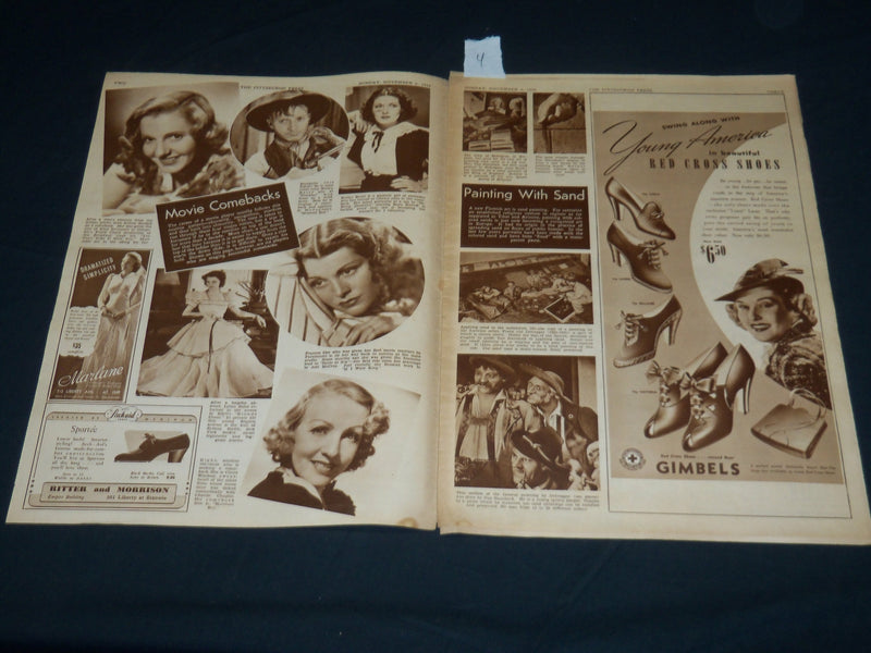 1938 NOVEMBER 6 THE PITTSBURGH PRESS SUNDAY ROTO SECTION - 5 OF A KIND - NP 4497