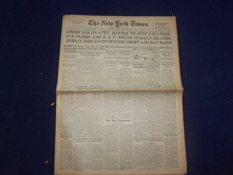 194 MAY 15 NEW YORK TIMES - AMERICANS ON ATTU, BATLE TO OUST JAPANESE - NP 6539