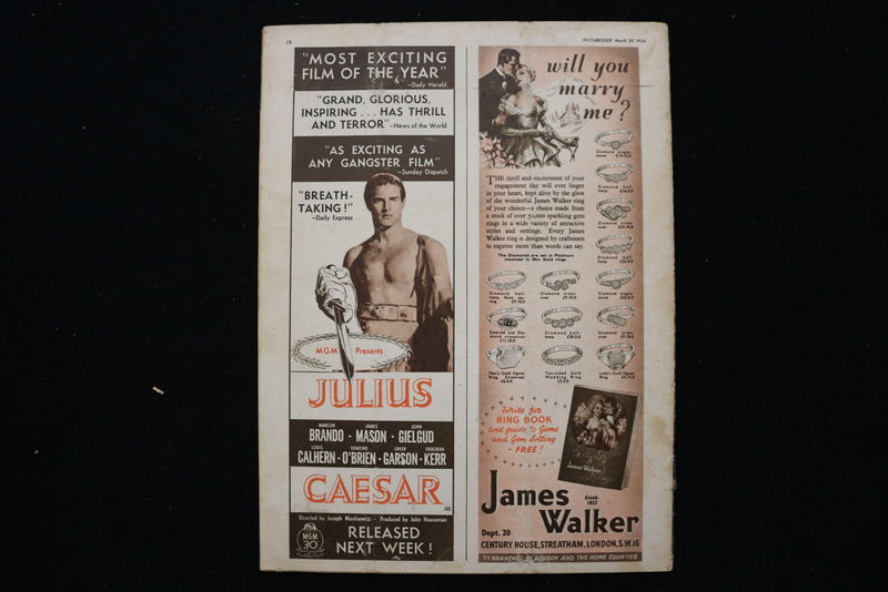 1954 MARCH 20 PICTUREGOER MAGAZINE - DEBORAH KERR & JAMES MASON COVER - E 26019