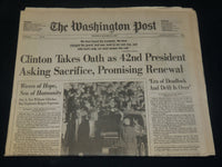 1993 JANUARY 21 WASHINGTON POST NEWSPAPER - CLINTON TAKES OATH - NP 4918