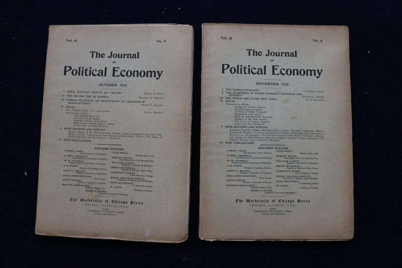 1909-1910 THE JOURNAL OF POLITICAL ECONOMY MAGAZINE - LOT OF 10 - O 3419