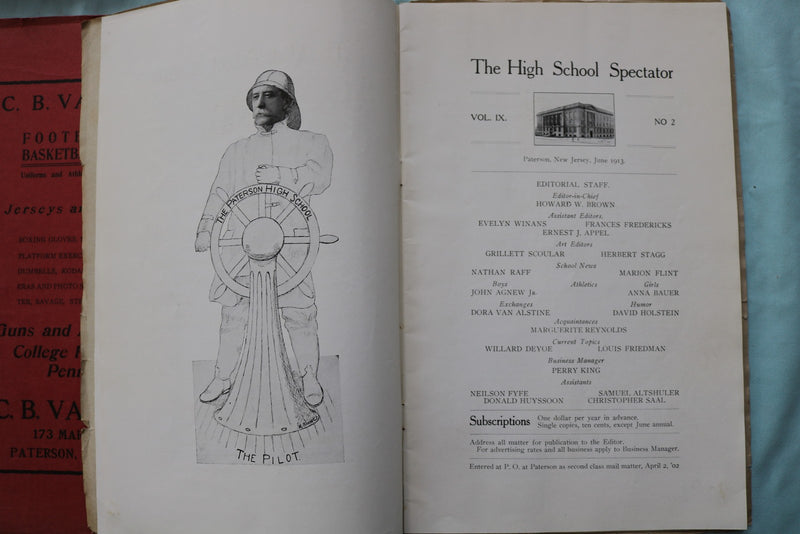 1911-1925 PATTERSON, NJ HIGH SCHOOL - SPECTATOR MAGAZINES - LOT OF 8 - K 3349