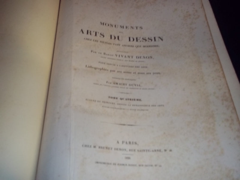 1829 MONUMENTS DES ARTS DU DESSIN VIVANT DENON & AMAURY DUVAL VOLUME 4 - Z 12
