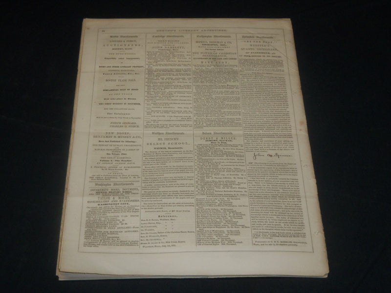 1851 OCTOBER 15 NORTON'S LITERARY ADVERTISER NEWSPAPER -VOLUME 1 NO. 6 - NP 4383