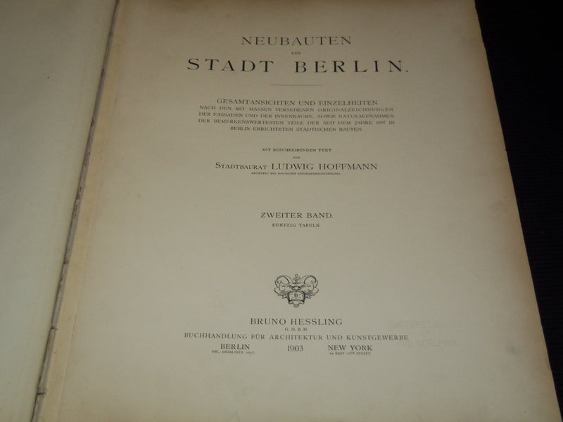 1902-1903 NEUBAUTEN STADT BERLIN 2 PLATE VOLUMES BY LUDWIG HOFFMANN - #24