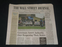 2020 APRIL 15 THE WALL STREET JOURNAL NEWSPAPER - GOV ASSERT AUTHORITY TO REOPEN
