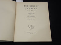 1957 THE RULERS OF CHINA BOOK BY W. PERCEVAL YETTS - A. C. MOULE - Z 186