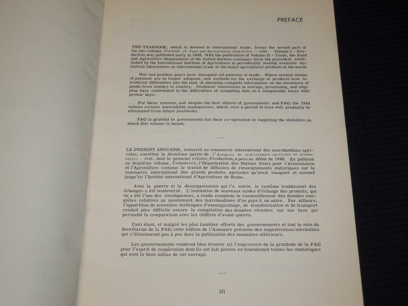 1948 YEARBOOK OF FOOD AND AGRICULTURE STATISTICS - TRADE - COMMERCE - KD 4505D