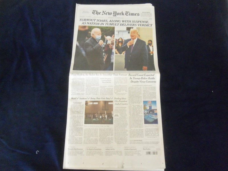 2020 NOV 4 NEW YORK TIMES - TURNOUT SOARS, ALONG WITH SUSPENSE, NATION IN TUMULT