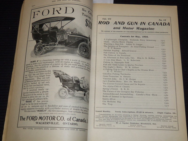 1906 MAY ROD AND GUN IN CANADA AND MOTOR MAGAZINE - YOUTHFUL ANGLERS - J 8092