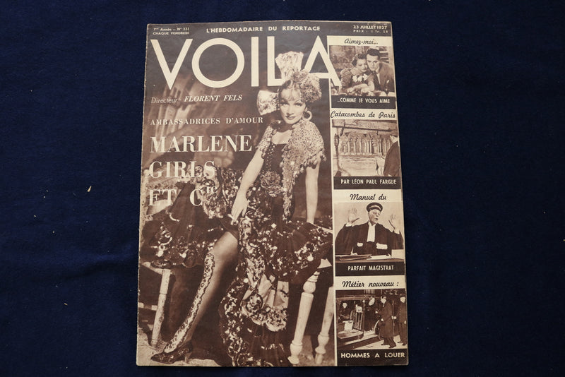 1937 JULY 23 VOILA MAGAZINE - MARLENE DIETRICH - FRENCH COVER - E 23771