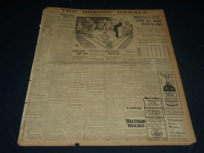 1909 DECEMBER 15 THE BOSTON HERALD - WORCESTER RE-ENTERS LICENSE FOLD - BH 315