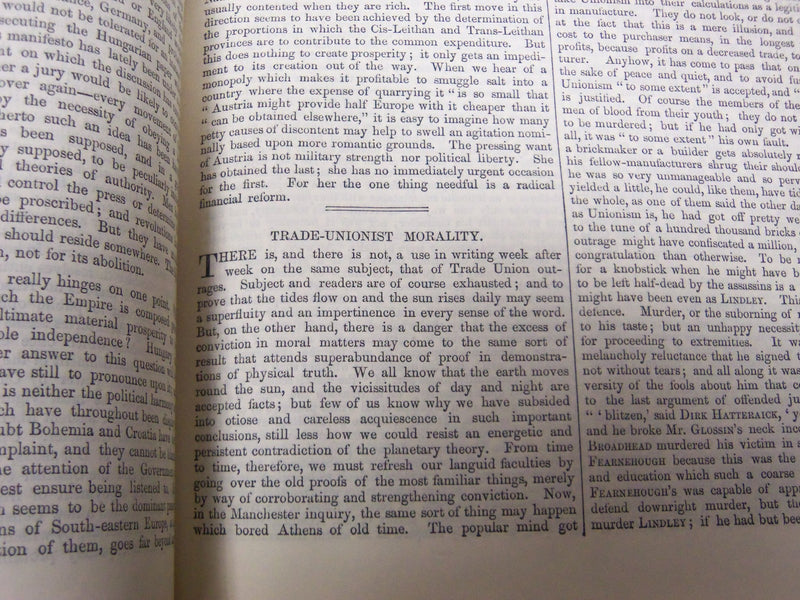 1867 SATURDAY REVIEW 2 BOUND VOLUMES - COMPLETE YR- PUBLISHED IN LONDON - R 1085