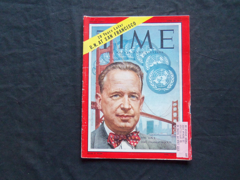 1955 JUNE 27 TIME MAGAZINE - U.N.'S DAG HAMMARSKHOLD - T 1491