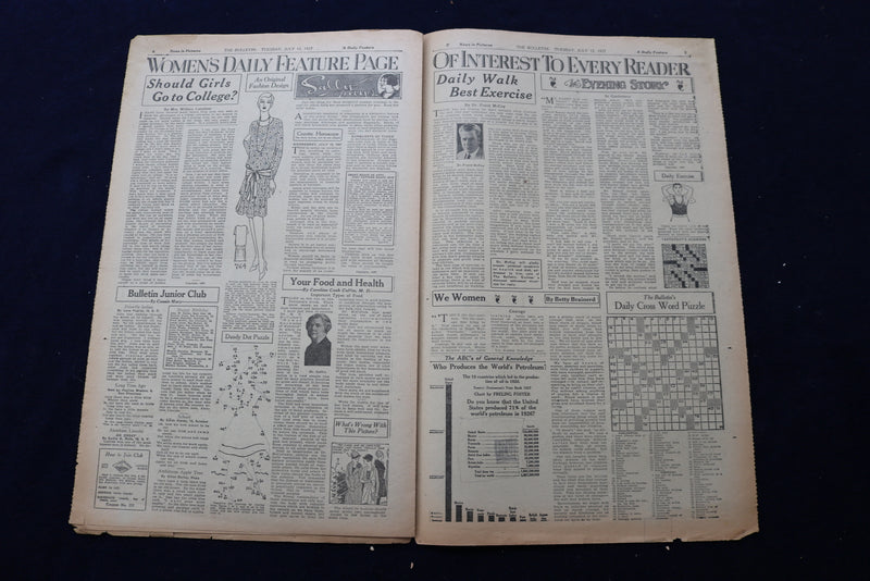 1927 JULY 12 SAN FRANCISCO BULLETIN NEWSPAPER - CITY WELCOMES FLIERS - NP 8894