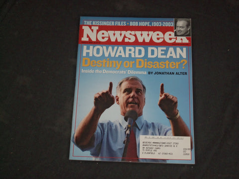 2003 AUGUST 11 NEWSWEEK MAGAZINE - HOWARD DEAN COVER - BOB HOPE DIES - CW 745