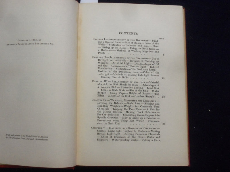 1933 THE PHOTOGRAPHIC DARKROOM HARDCOVER BOOK BY E.J. WALL - KD 8464