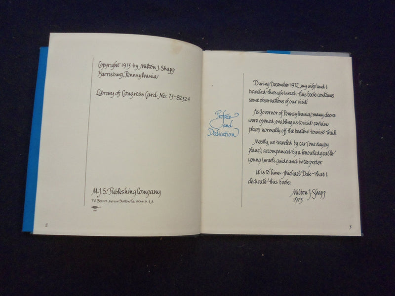 1973 MY IMPRESSIONS OF ISRAEL HARDCOVER BOOK BY MILTON J. SHAPP - KD 8342
