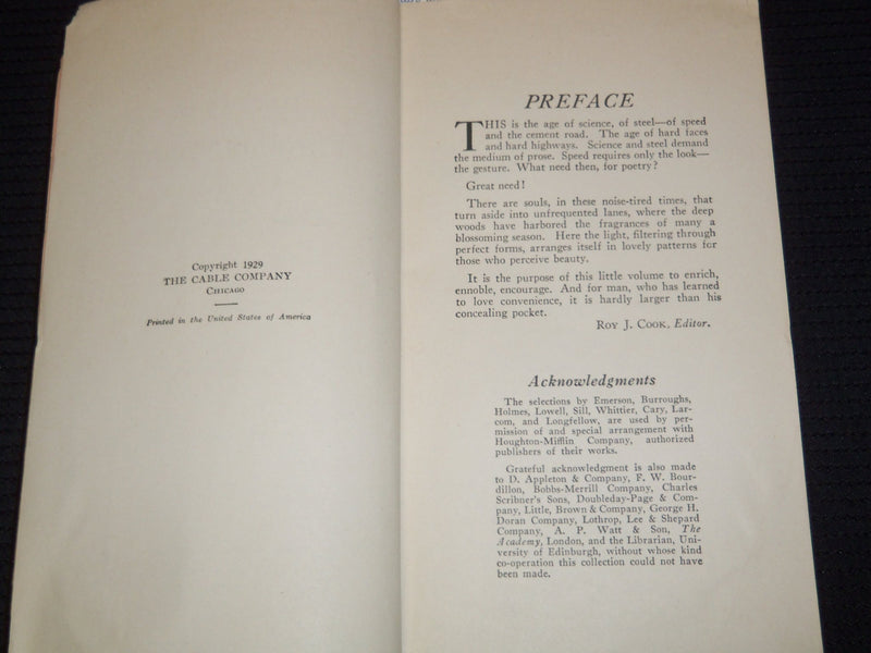1929 ONE HUNDRED AND ONE FAMOUS POEMS BOOK BY ROY COOK - J 7384