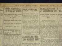 1923 APRIL 17 NEW YORK TIMES - SHAWKEY TO PITCH FIRST BALL IN STADIUM - NT 8359