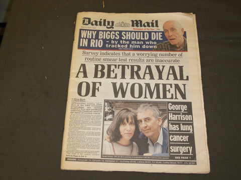 2001 MAY 4 DAILY MAIL (BRITISH) NEWSPAPER - GEORGE HARRISON LUNG CANCER- NP 3231