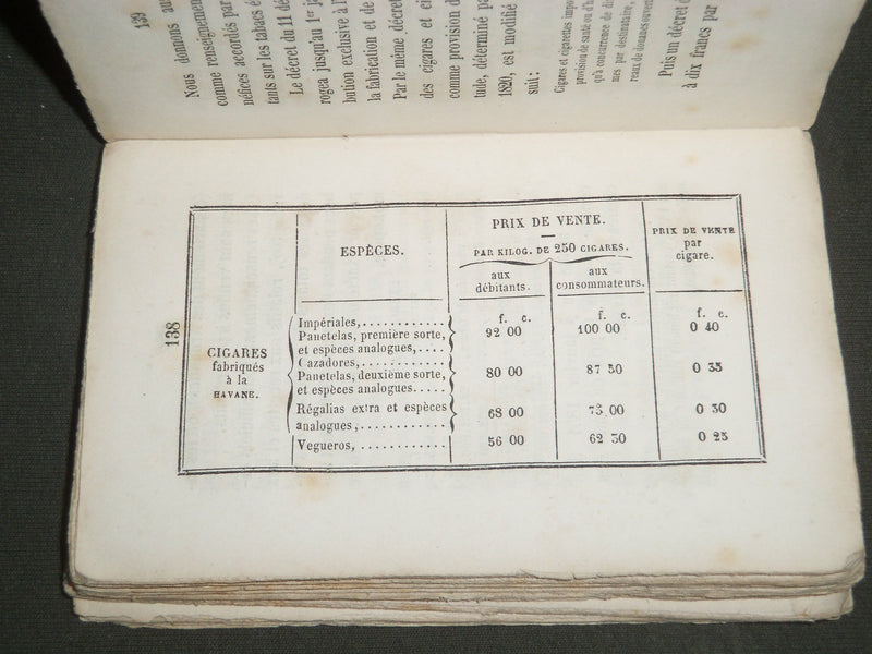 1856 PETITE MONOGRAPHIE DU TABAC BOOK - FRENCH - MONOGRAPHIES MONOPOLES - J 4763