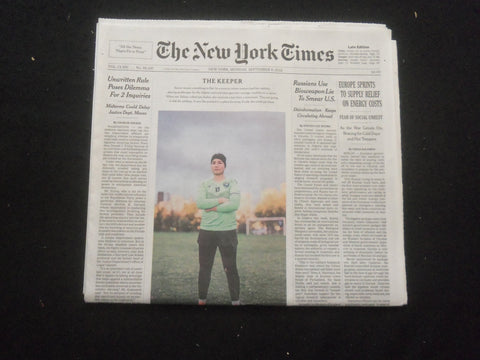 2022 SEPTEMBER 5 NEW YORK TIMES -EUROPE SPRINTS TO SUPPLY RELIEF ON ENERGY COSTS