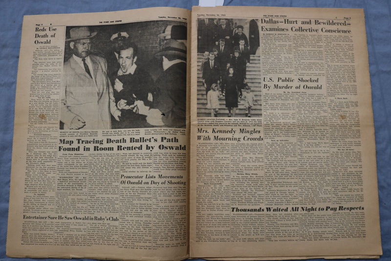 1963 THE STARS AND STRIPES NEWSPAPER-PRESIDENT KENNEDY SLAIN- LOT OF 2 - NP 9206