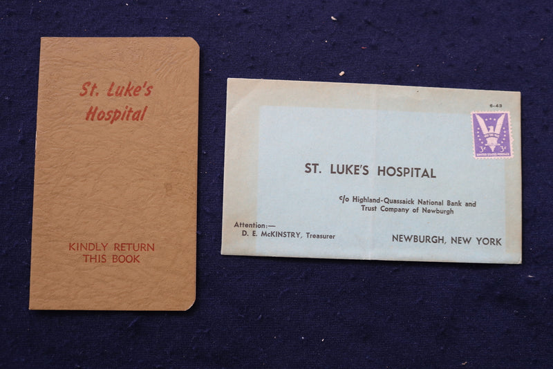 1940'S ST. LUKES HOSPITAL SUBSCRIPTION BOOK AND ENVELOPE - K 1320