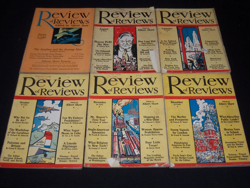 1929 JAN-DEC REVIEW OF REVIEWS MAGAZINES LOT OF 12 - COMPLETE YEAR - O 1125