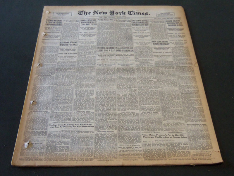 1928 NOV 24 NEW YORK TIMES - THOMAS RYAN A POWER IN WALL STREET DIES - NT 6508