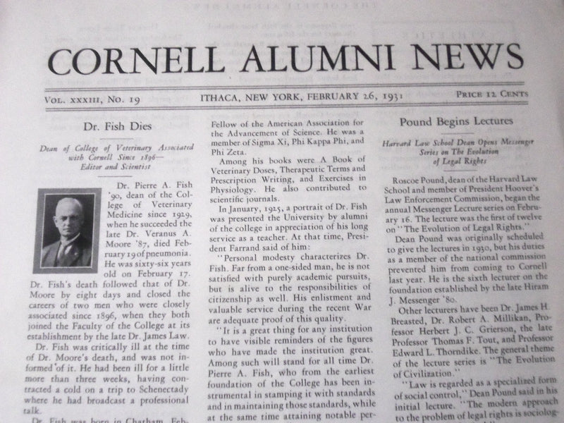 1931 FEB + MAR CORNELL ALUMNI NEWS MAGAZINE LOT OF 2 - NICE ADS - J 1228