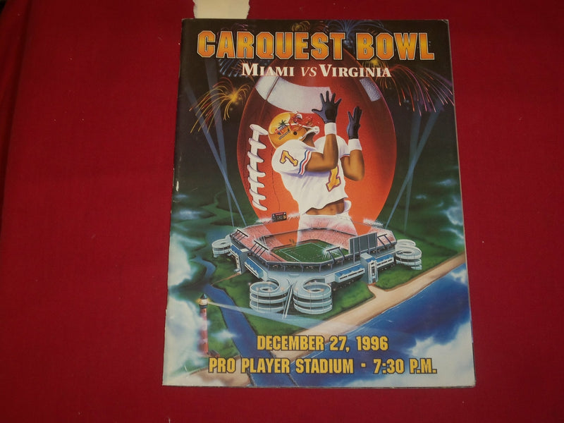 1996 DECEMBER 27 CARQUEST BOWL PROGRAM - MIAMI VS. VIRGINIA - B 6339