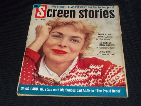 1958 JULY SCREEN STORIES MAGAZINE - JANET LEIGH FRONT COVER - E 15905
