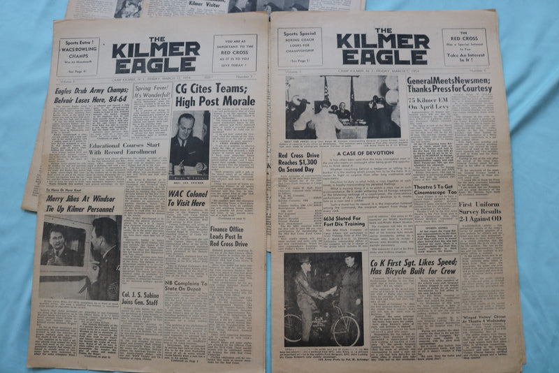 1953-1954 THE KILMER EAGLE NEWSPAPER - CAMP KILMER, NJ - LOT OF 16 - NP 9059