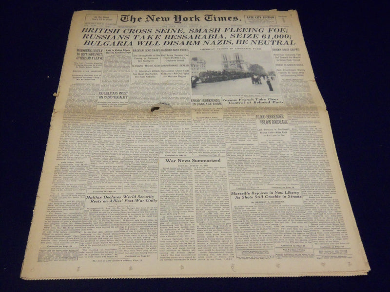 1944 AUGUST 27 NEW YORK TIMES - BRITISH CROSS SEINE - NT 2379