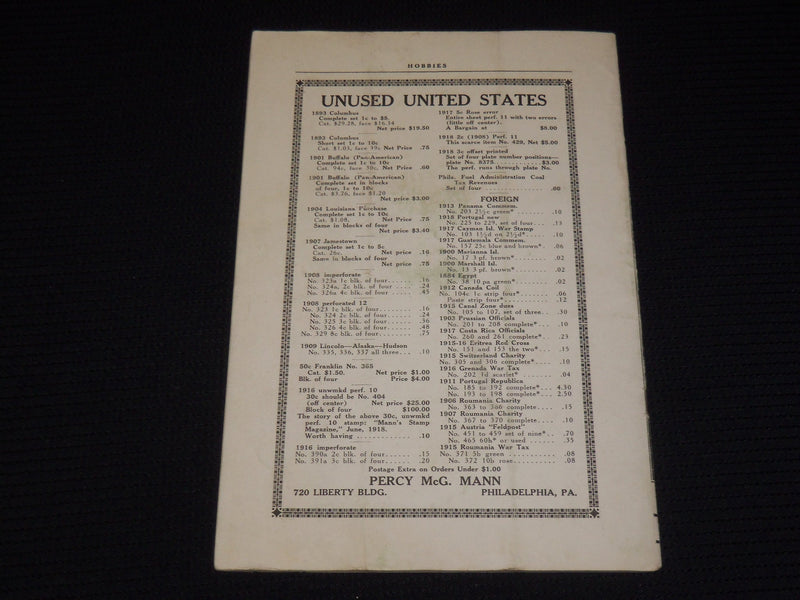 1918-1919 MID-WINTER HOBBIES MAGAZINE - 5TH AVE FACADE - VOL 1 NO. 3/4- SP 4863B