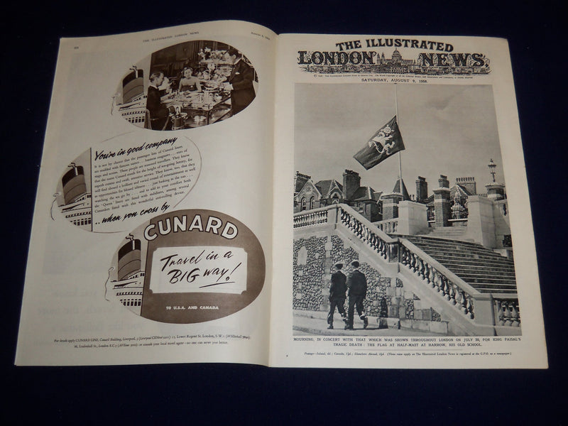 1958 AUGUST 9 ILLUSTRATED LONDON NEWS MAGAZINE - FLAG AT HARROW - E 8028