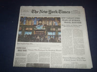 2021 NOVEMBER 27 NEW YORK TIMES -NEW VARIANT STIRS FEARS OF SETBACK; TRAVEL BANS