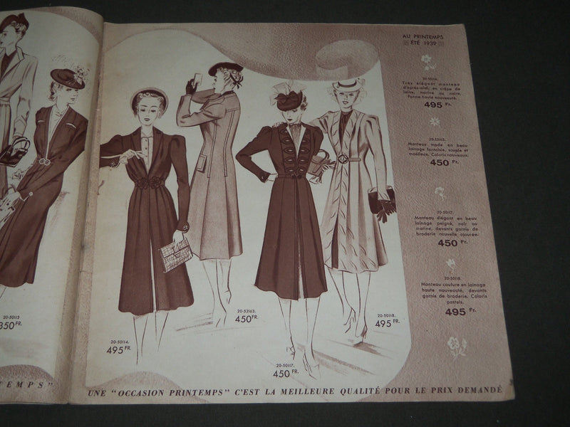 1939 SPRING-SUMMER AU PRINTEMPS - ETE FRENCH CATALOGUE - NICE ILLUS. - FR 1281