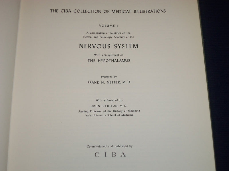 1977 CIBA COLLECTION OF MEDICAL ILLUSTRATIONS VOL. 1 - NERVOUS SYSTEM - KD 2708