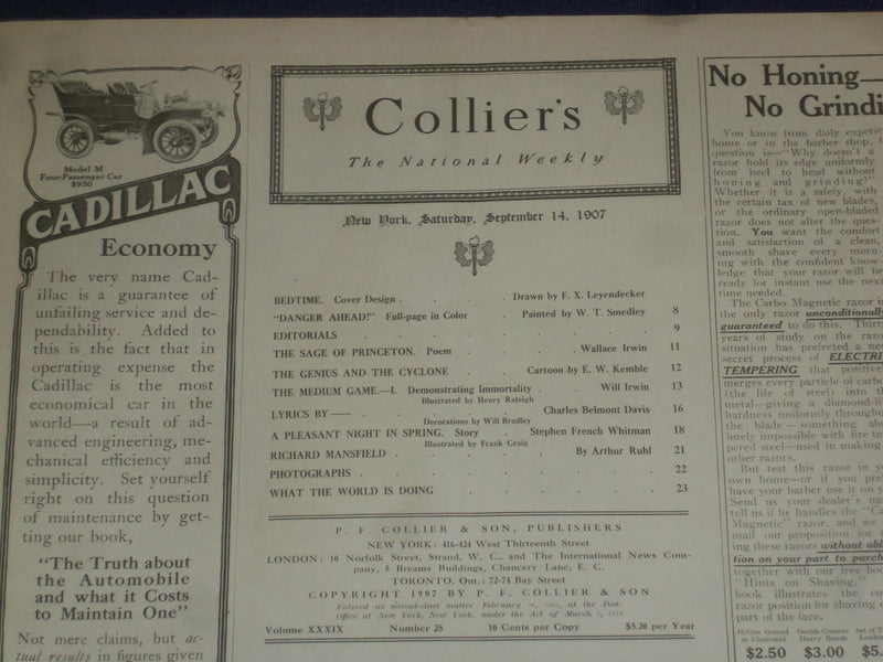 1907 SEPTEMBER 14 COLLIER'S MAGAZINE - BEDTIME - F. X. LEYENDECKER - ST 6780